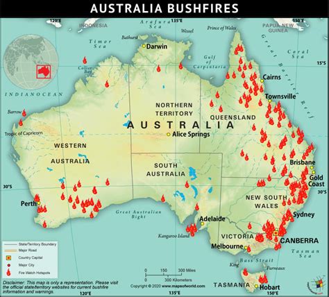Map of Bushfires in Australia